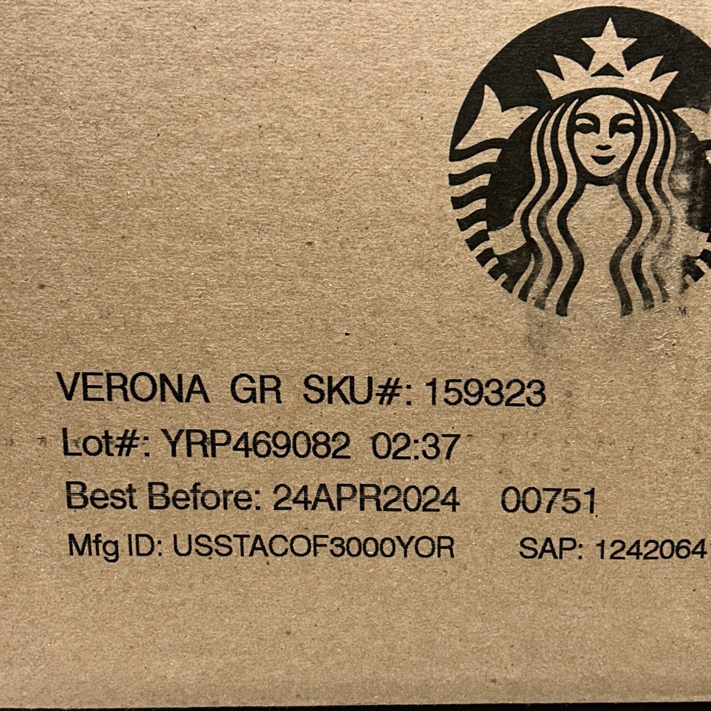 STARBUCKS (28 PACK) Verona Coffee 9 oz Packages 04/24 (AS-IS)