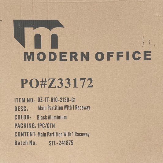 Z@ (11 Pack!) MODERN OFFICE Main Partitions W/ Raceway 7’x2’ Black & Clear