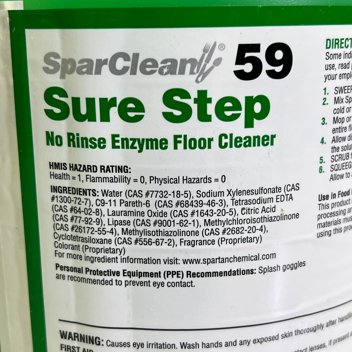 SPARTAN Sparclean Sure Step No Rinse Enzyme Floor Cleaner 1 Gal Green 59