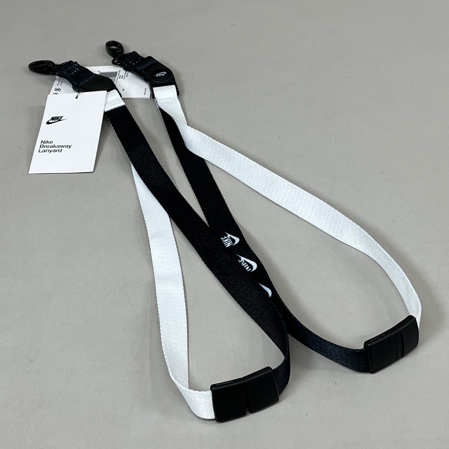 NIKE (2 PACK!) Unisex Breakaway Lanyard 19" x 1" Black & White 89371