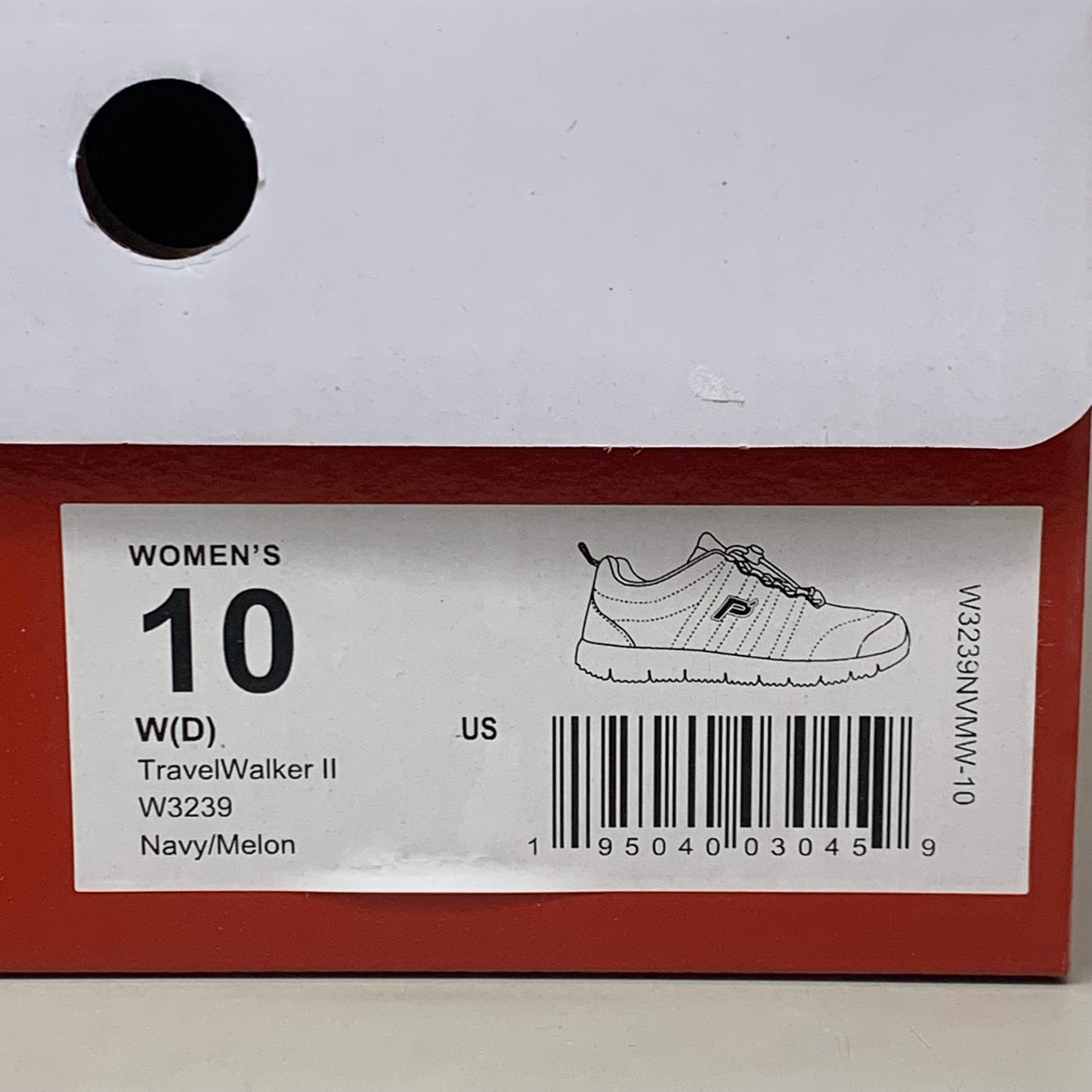 PROPET TravelWalker II Sneaker Shoes W(D) Women's SZ 10 Navy/Melon W3239NVMW-10