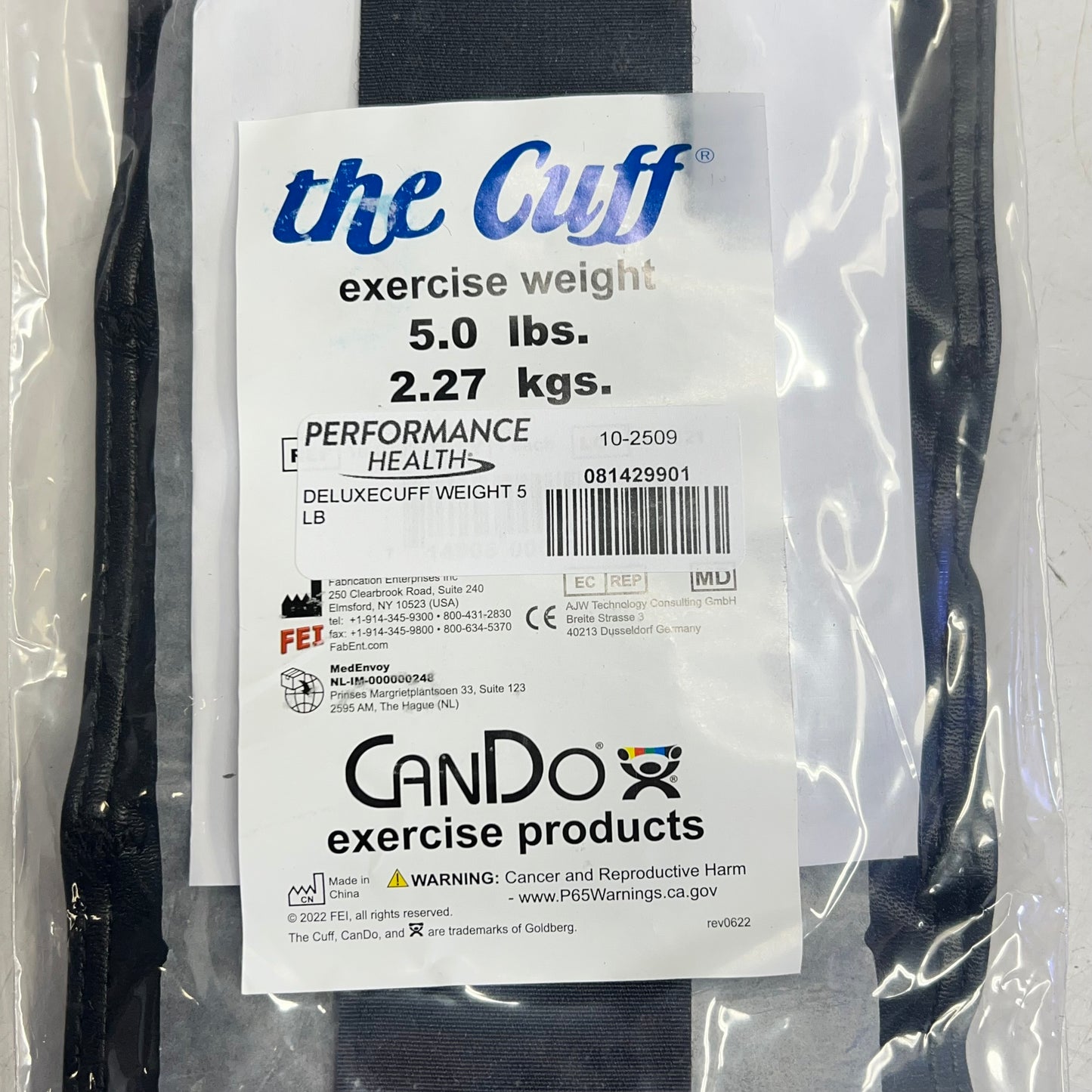 THE CUFF Original Ankle & Wrist Weights Physical Therapy 5lb Black 10-2509