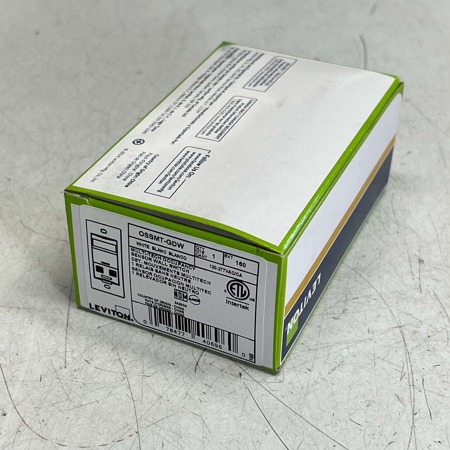 LEVITON  Wall Box Occupancy Sensor Multi-technology  120-277V 2400SF OSSMT-GDW