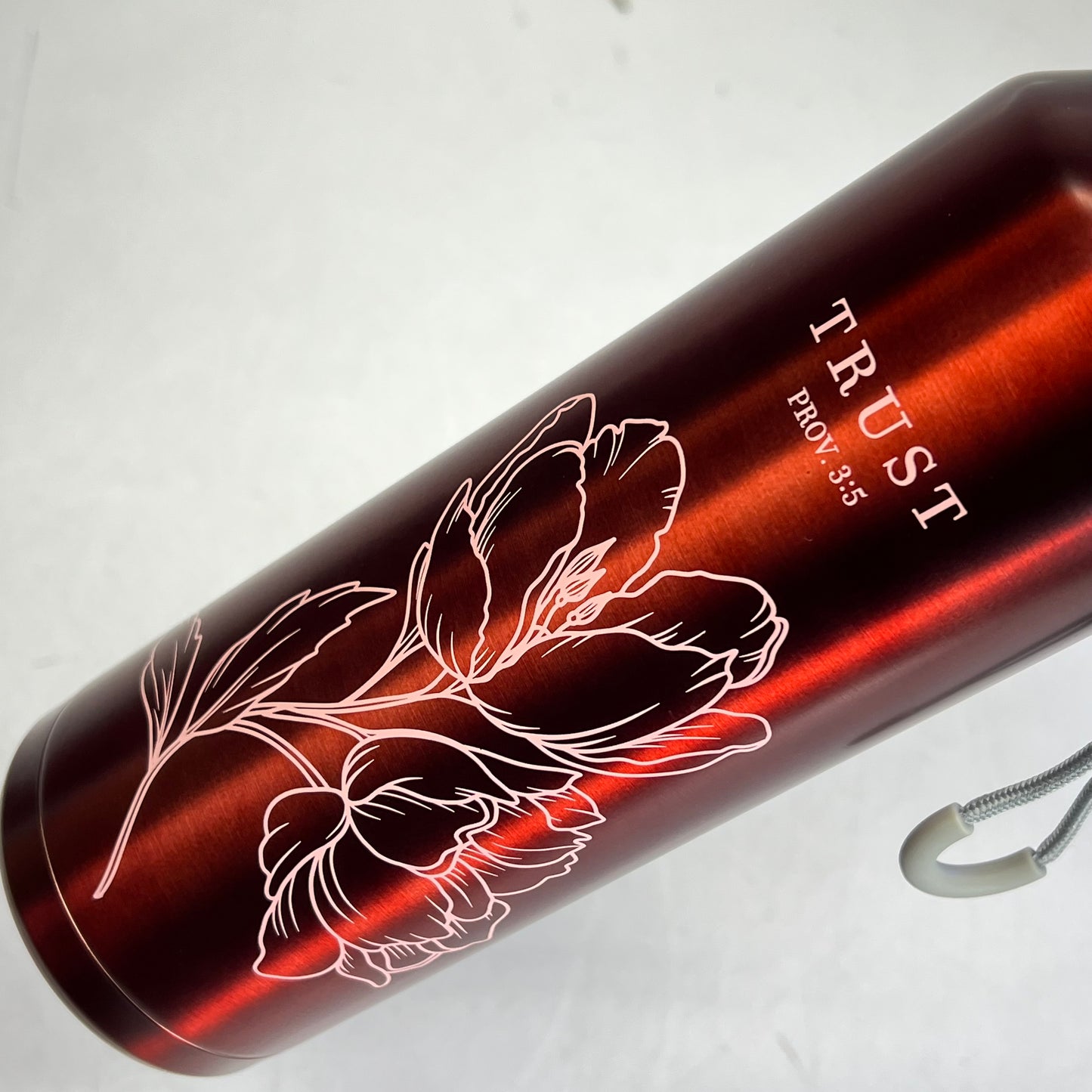 CHRISTIAN ART GIFTS Proverbs 3:5 SS Water Bottle 24 Fl Oz Metallic Pomegranate