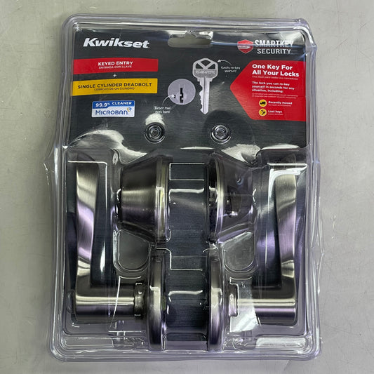 KWIKSET Balboa Entry Door Lever & Deadbolt 2-3/4" Satin Nickel 96900-420