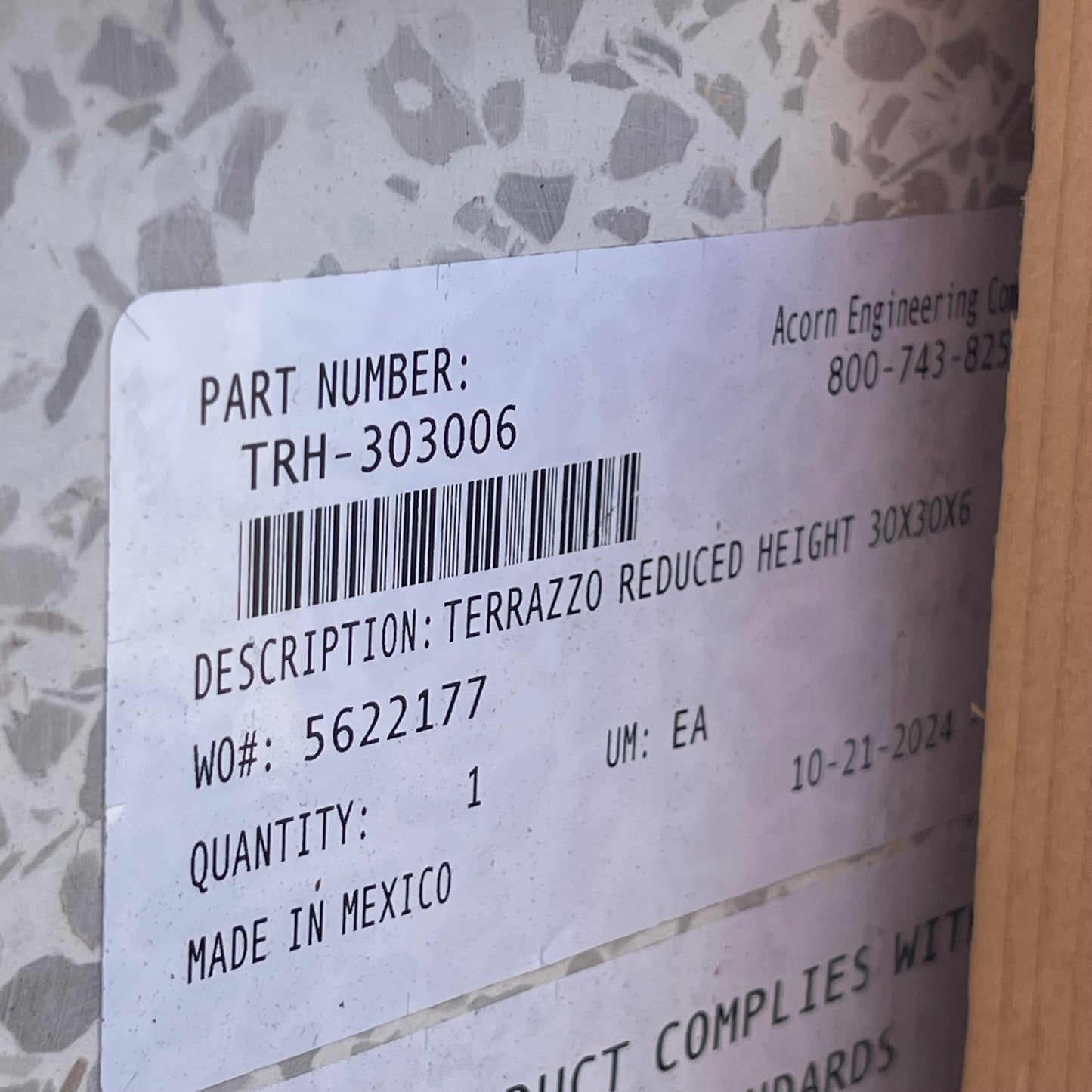 ZA@ Pallet of ACORN ENGINEERING Terrazzo Reduced Height Mop Sink 30”x30”x6” TRH-303006 (AS-IS)