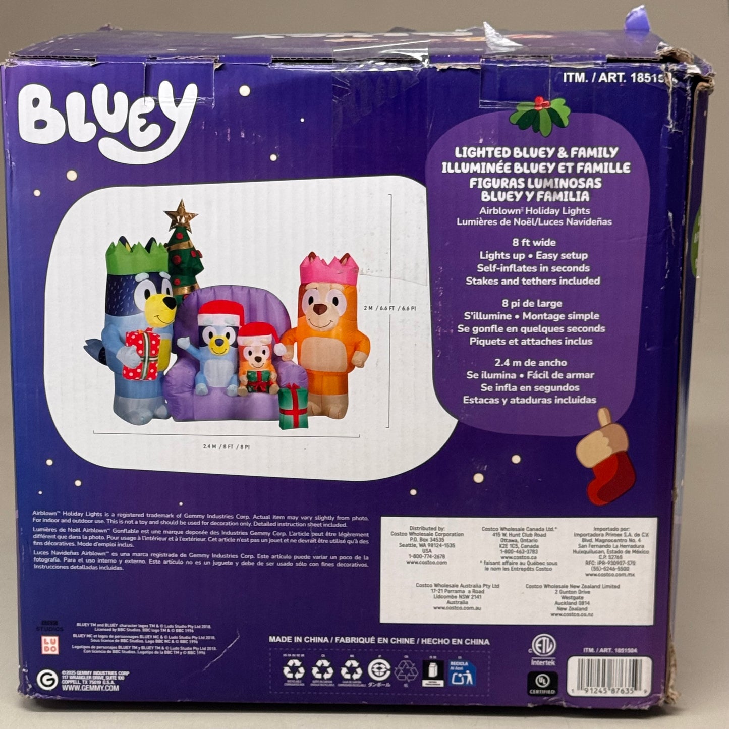 GEMMY AIRBLOWN® New 6.6’ Bluey Family 8 Led Lights Christmas Inflatable, 1851504  8 feet New Damaged Box