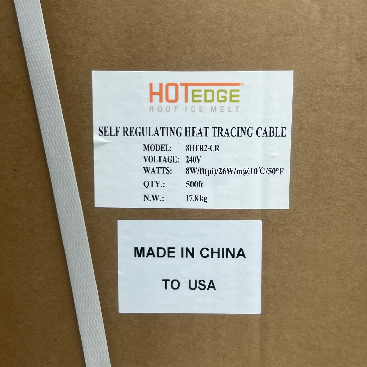 HOTEDGE Roof Ice Melt Self Regulating Heat Tracing Cable 500 FT 240V 8W 8HTR2-CR