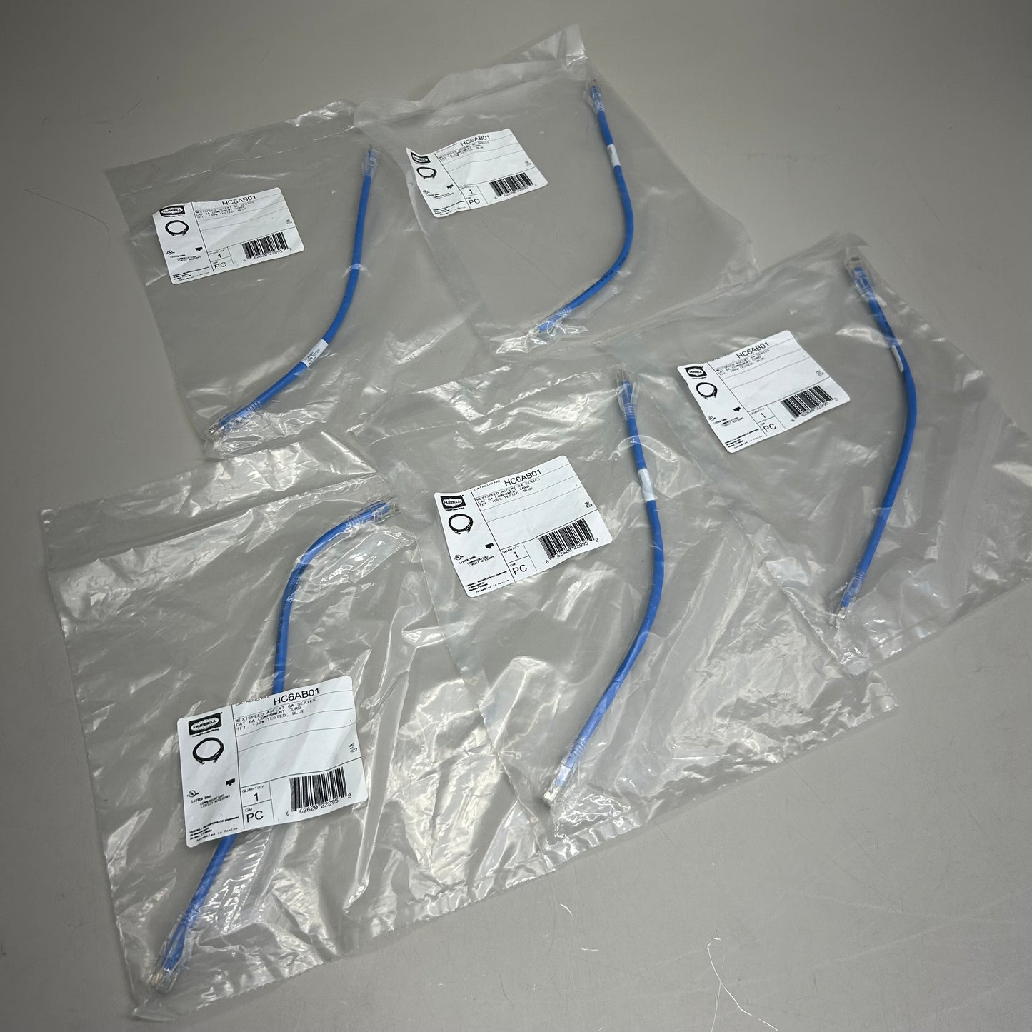 HUBBELL PREMISE (5 Pack) Copper Solutions Ascent Patch Cord Cat 6A 1' Length Blue HC6AB01