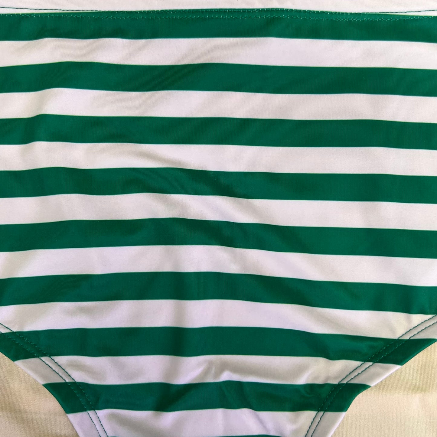 LIME RICKI Emerald Strip Bikini Bottom Sz L Green & White