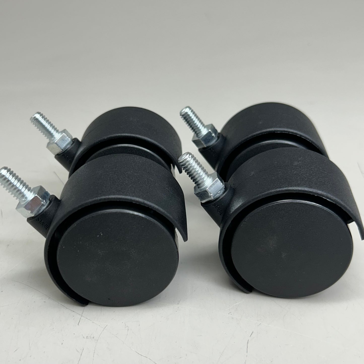 (4 Pack) Swivel Black Plastic Rolling Castor Wheels 3" Overall Length Black