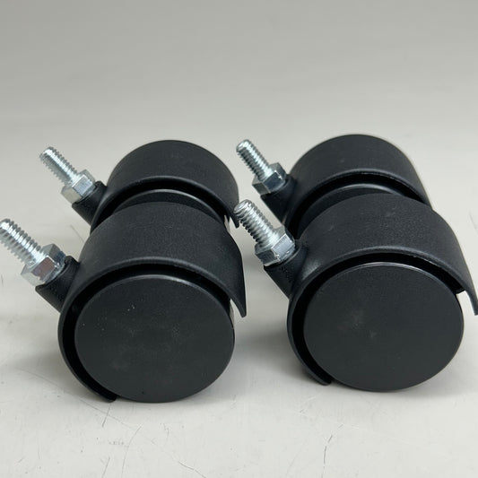 (4 Pack) Swivel Black Plastic Rolling Castor Wheels 3" Overall Length Black