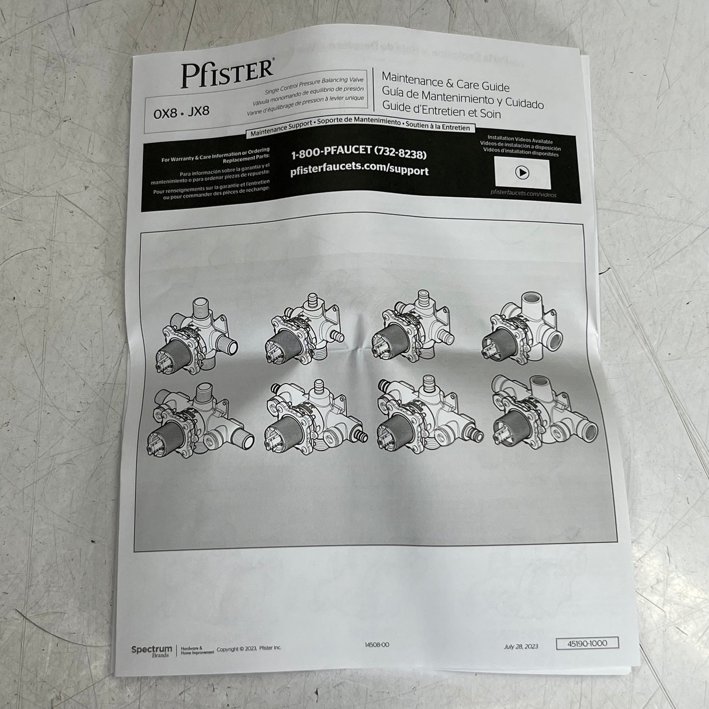 PFISTER 1/2 Inch Tub and Shower Rough-in Valve with Integral Stops 0X8-340A