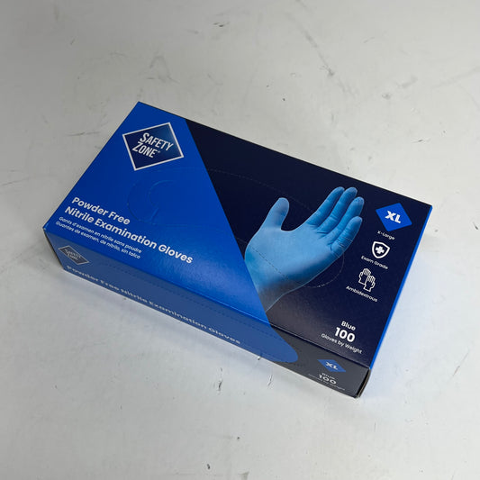 SAFETY ZONE (10 PACK, 100 EACH)  Powder Free Nitrile Examination Gloves Sz XL