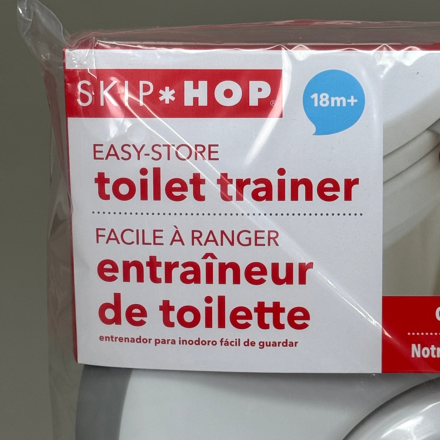 SKIPHOP Easy-Store Toilet Trainer Ages 18M+ Magnetic Hub Non-Slip Rim White Grey