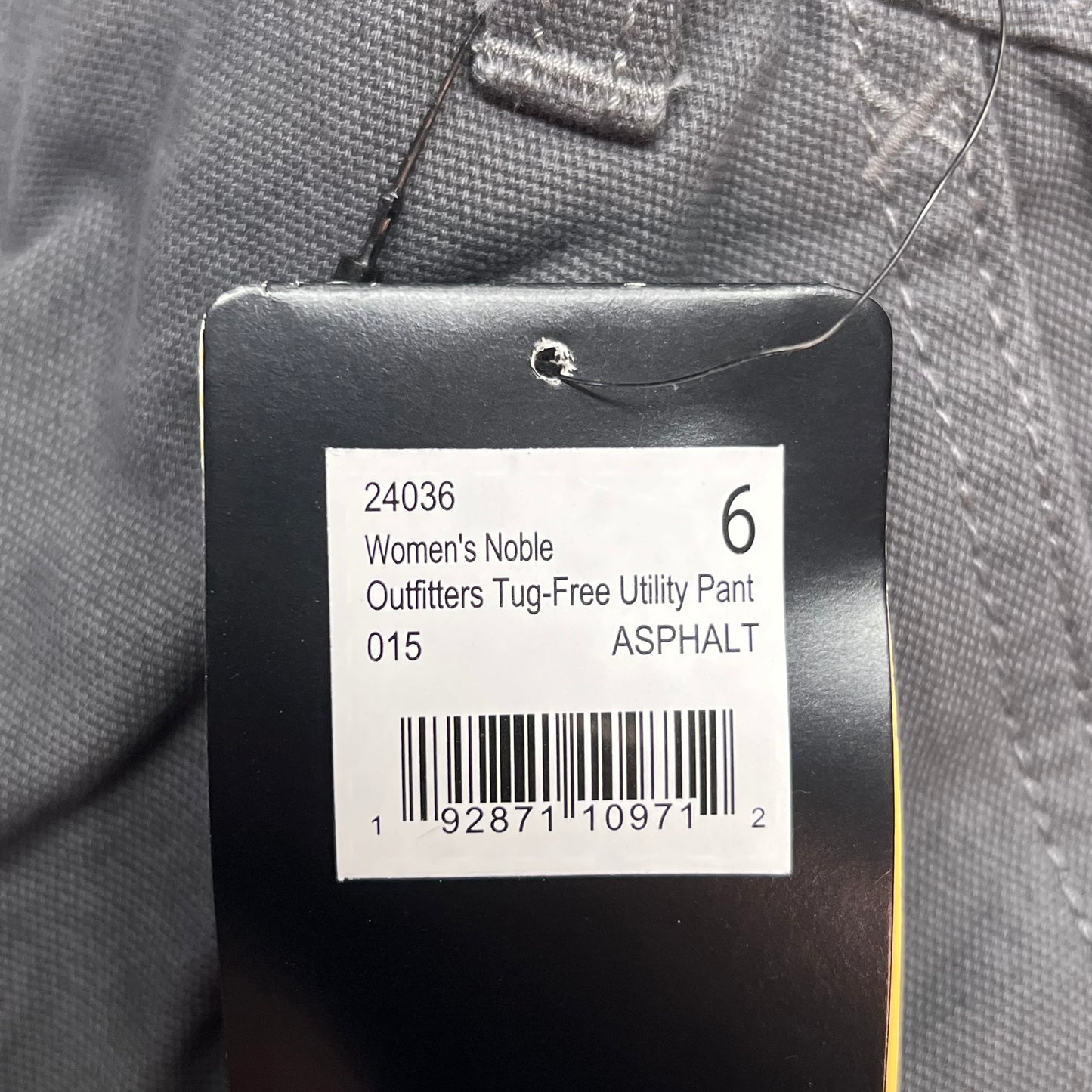 NOBLE OUTFITTERS Tug-Free Stretch Canvas Utility Pant Women's Sz 6 Asphalt 24036