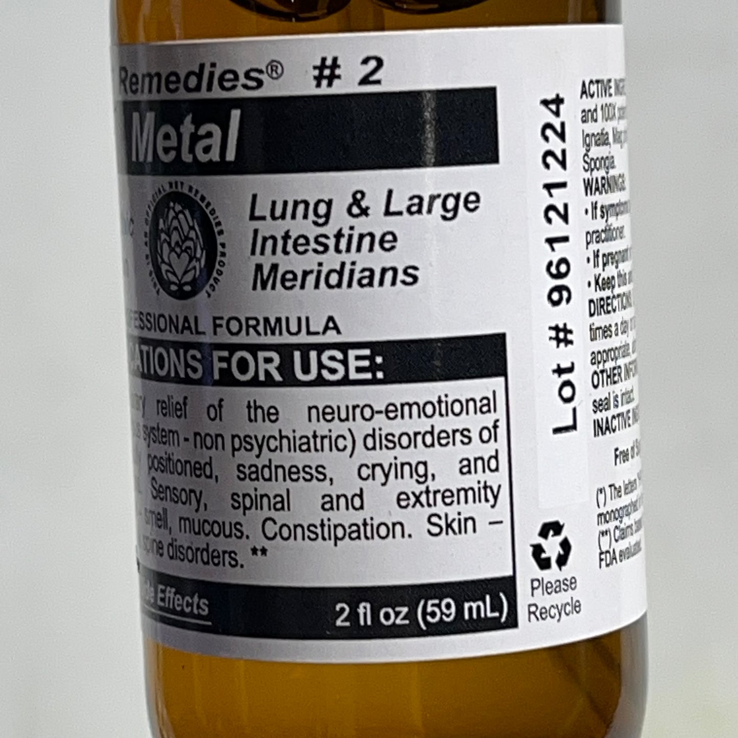 ZA@ NET REMEDIES (10 Pack) Metal #2 Lung & Large Intestine Meridians Homeopathic Preparation 2 fl oz I