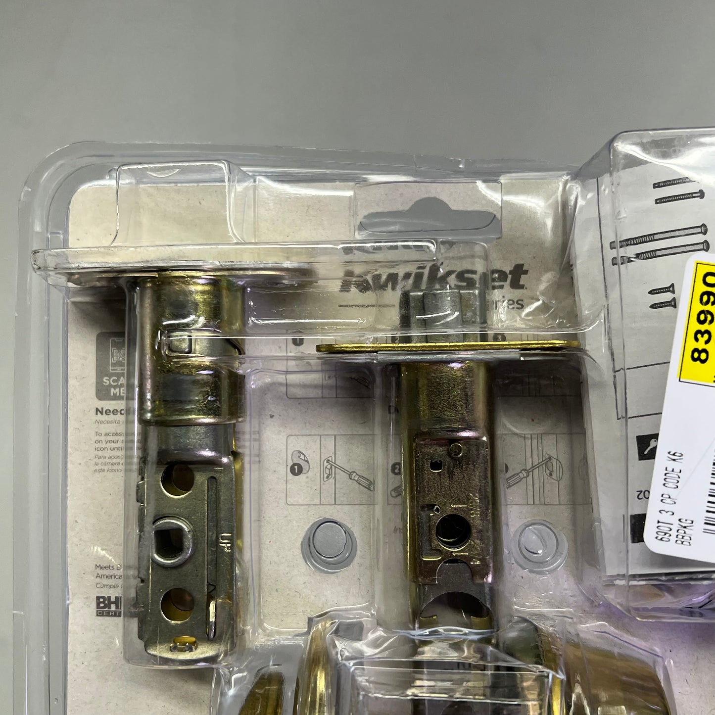 KWIKSET Tylo Polished Deadbolt & Passage Knob 1-3/4" Polished Brass 96900-253