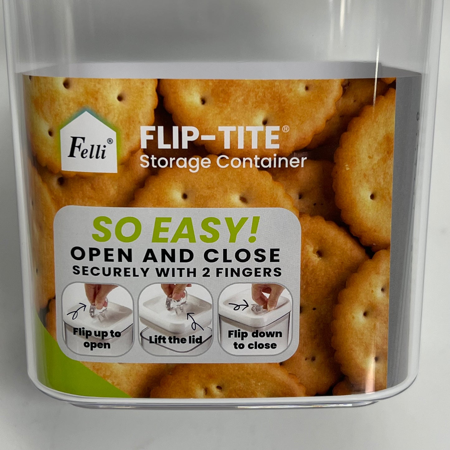 FELLI  (3 PACK) Flip Tite Storage Containers Set 1.7 L White/Clear NLQ507A-060
