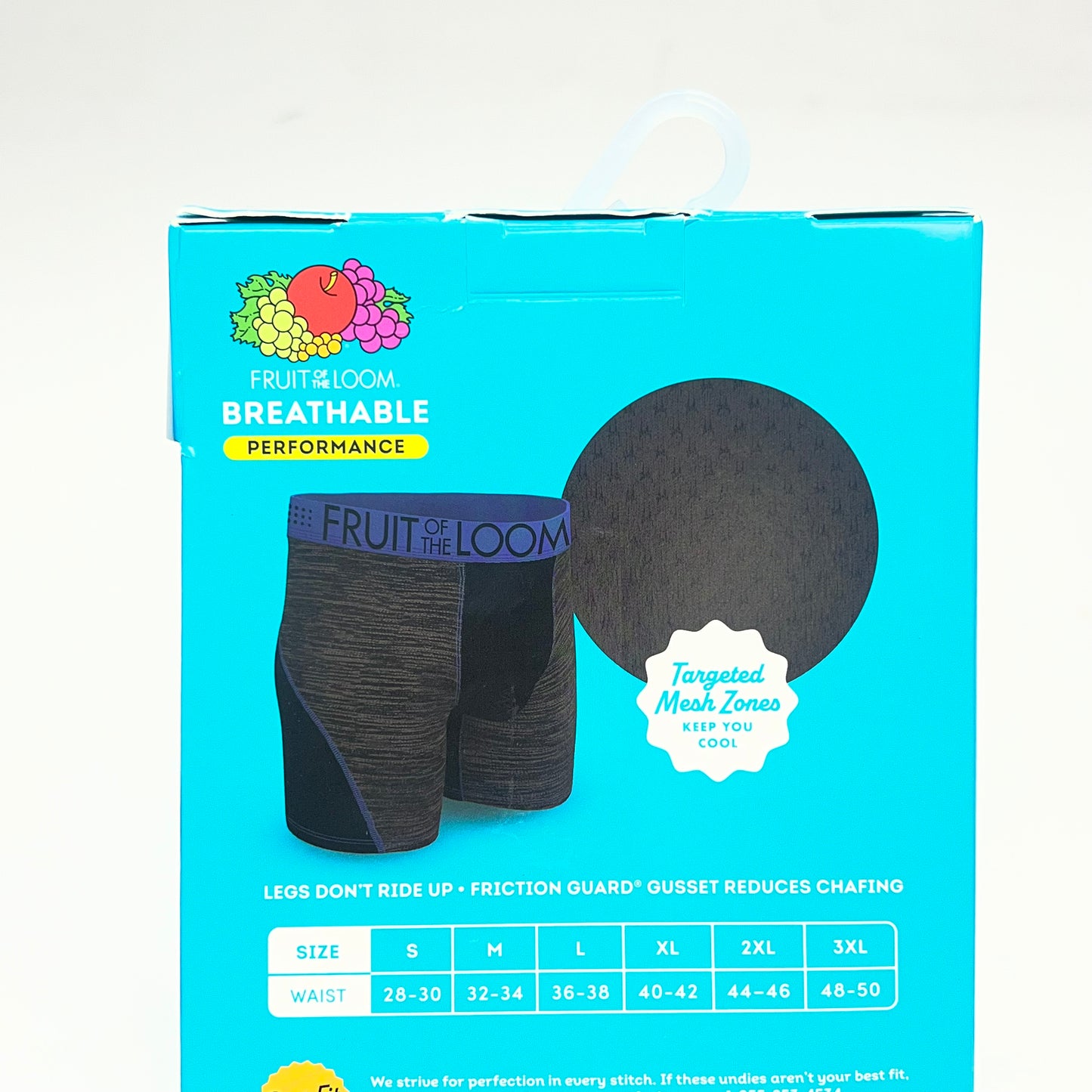 ZA@ FRUIT OF THE LOOM Breathable Performance Boxer Breifs Men's Sz S Blue/Grey/Black 8WP3BBC