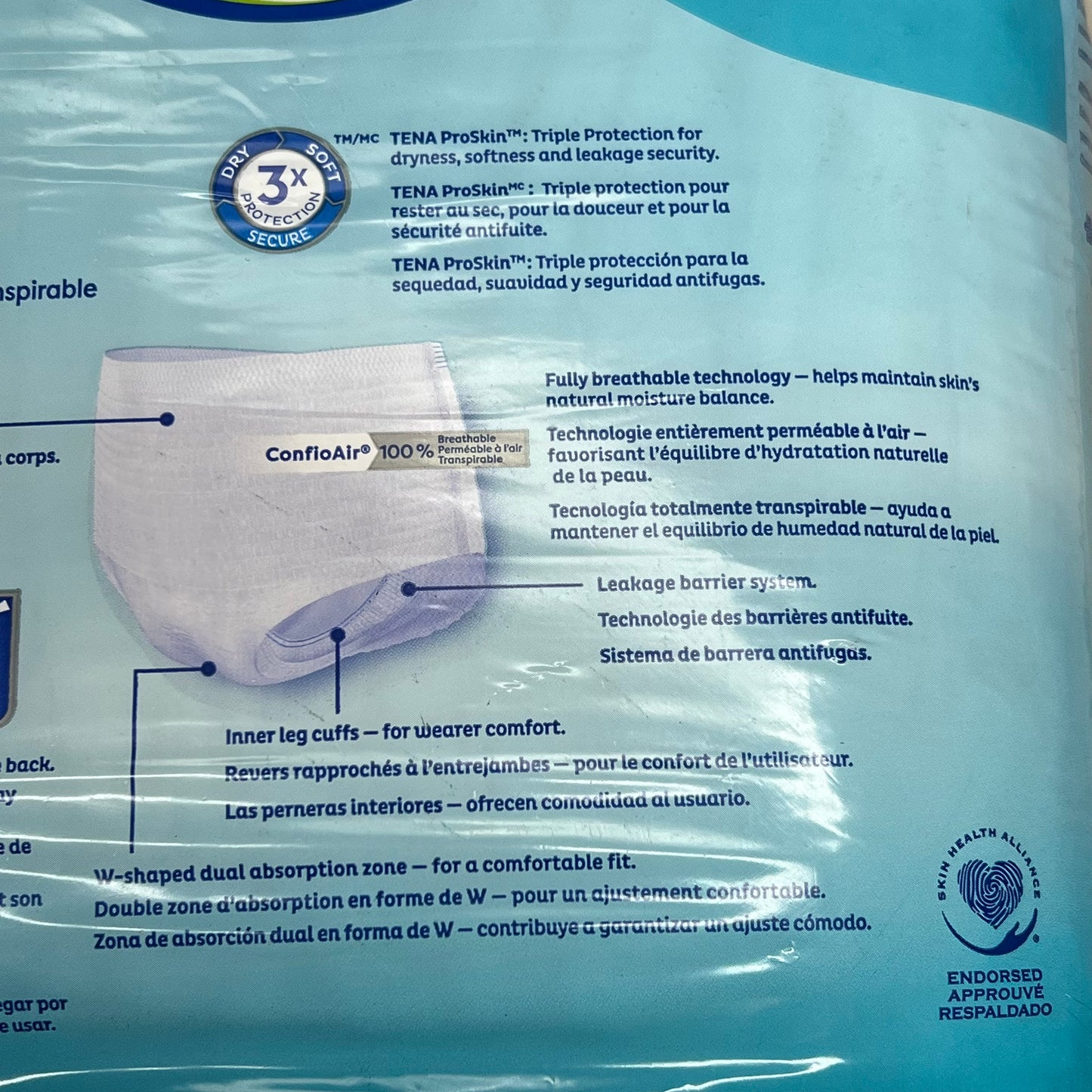 TENA (2 PACK) Proskin Fully Breathable Adult Diaper Unisex Sz L White 37959-10