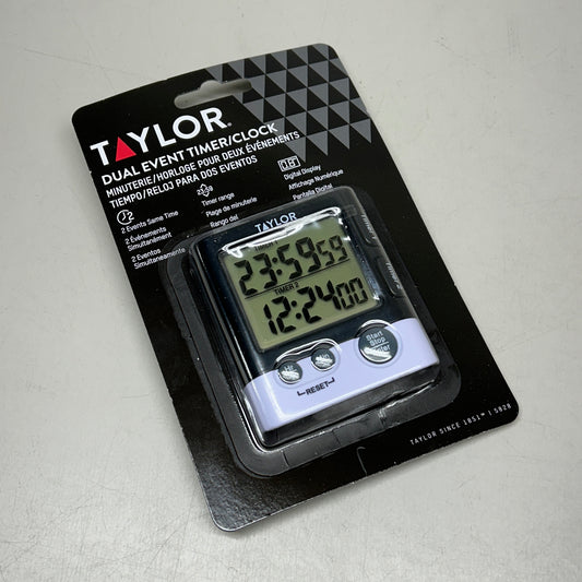 TAYLOR Dual Event Timer with Clock 0.8" Digital Display 5828 (New)