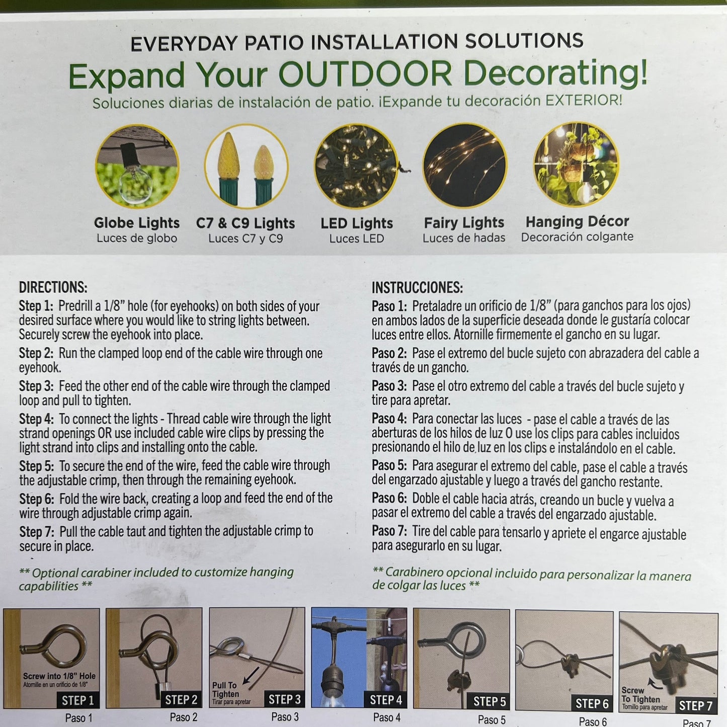 SIMPLE SOLUTIONS Outdoor Cable Wire Patio Light Kit 50' Cable Range 815050