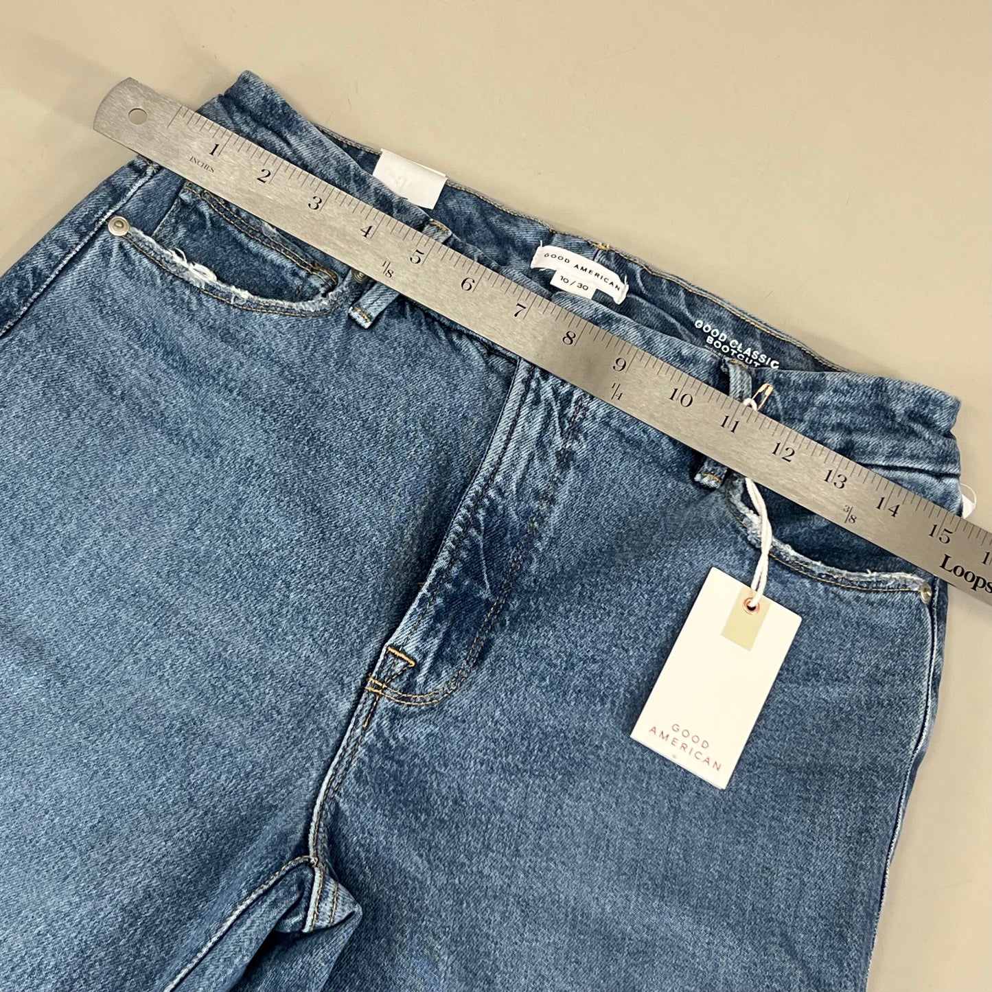 GOOD AMERICAN Good Classic Slim Bootcut High-Rise Jeans Women's Sz 10 Indigo627 GCLBDV220T