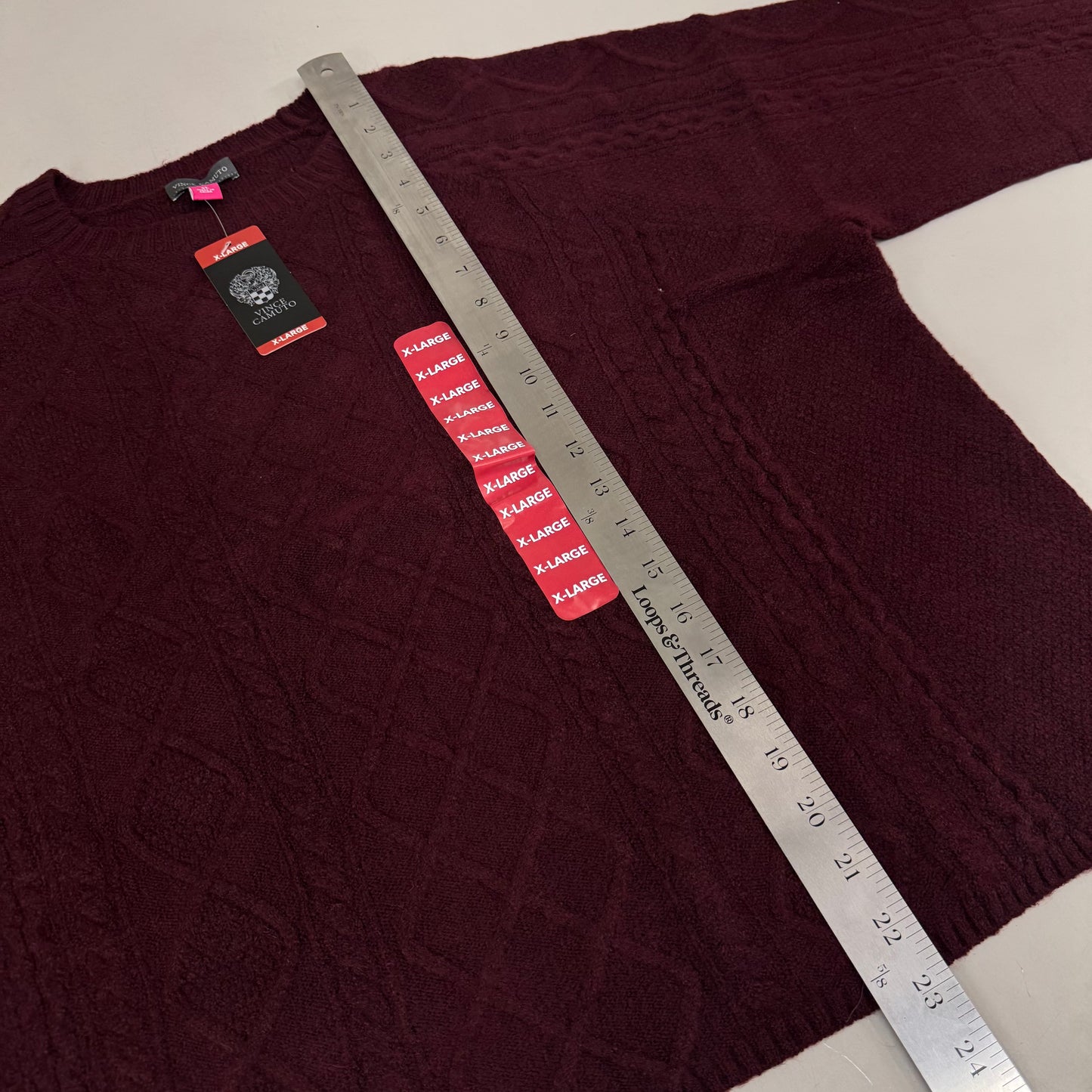 VINCE CAMUTO Cable Knit Sweater Women's Sz-XL Wine SC2895