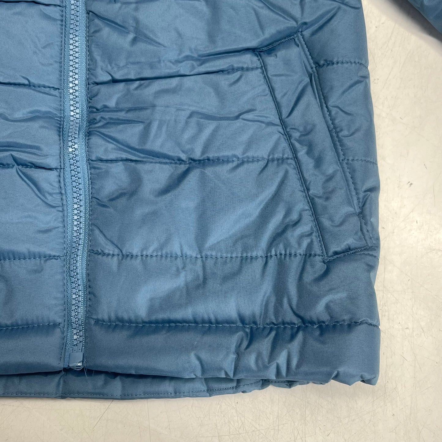WHALES TAIL Fleece Lined Hooded Full Zip Up Winter Coat  Boy's Sz 6 Dusty Blue