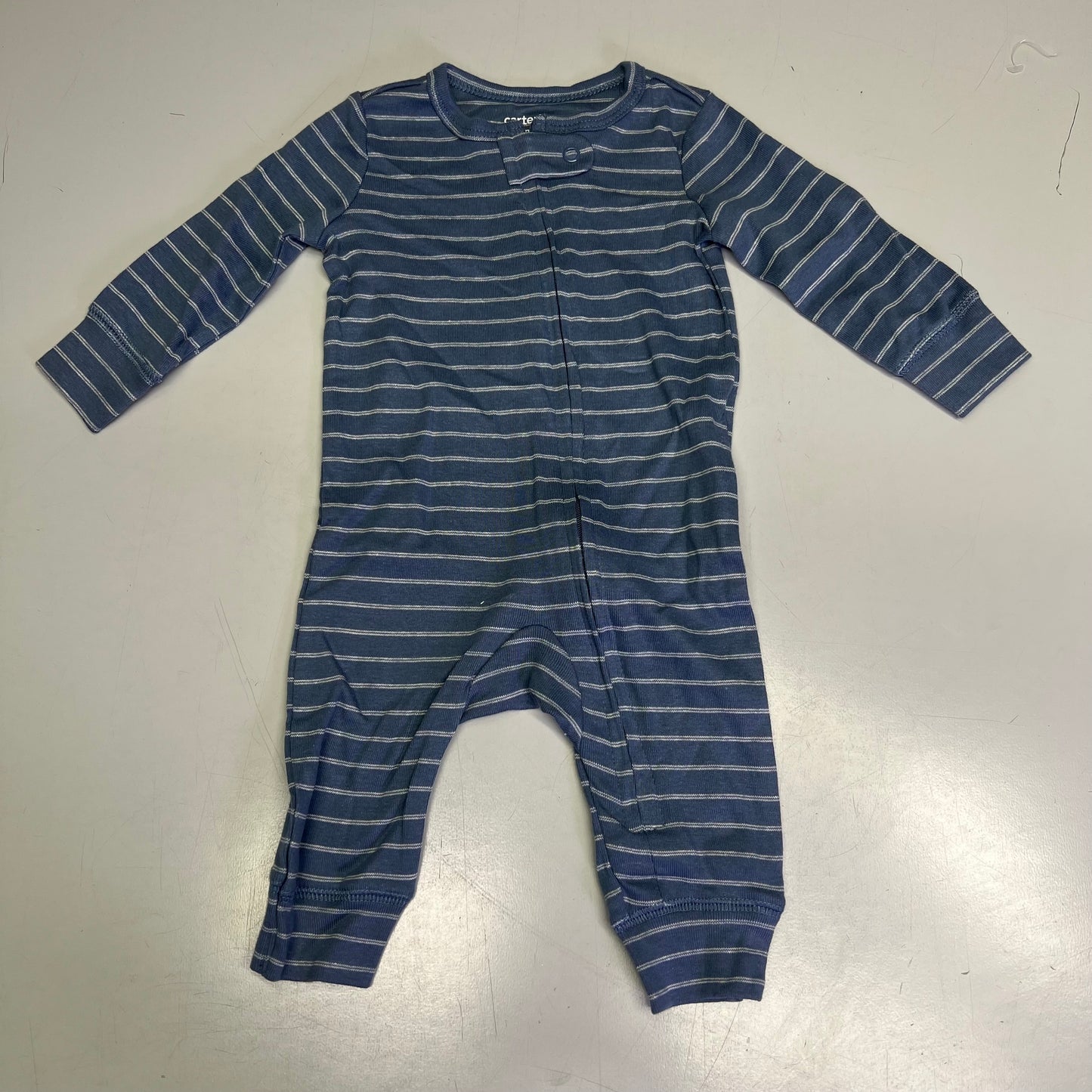 CARTERS (SET OF 2) Soft Farmhouse Pattern Onesie Baby Boy's Sz 3M Blue/White