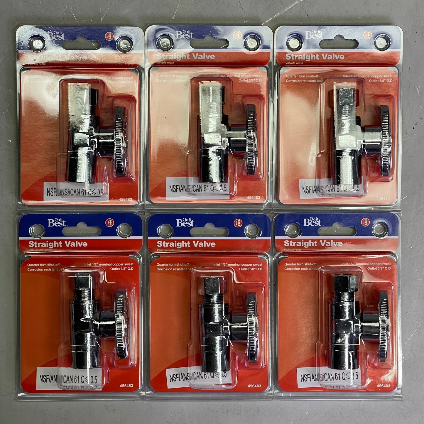 DO IT BEST (6 PACK) Quarter Turn Straight Valve 1/2"COP x 3/8"OD DIB62PCLF 456483