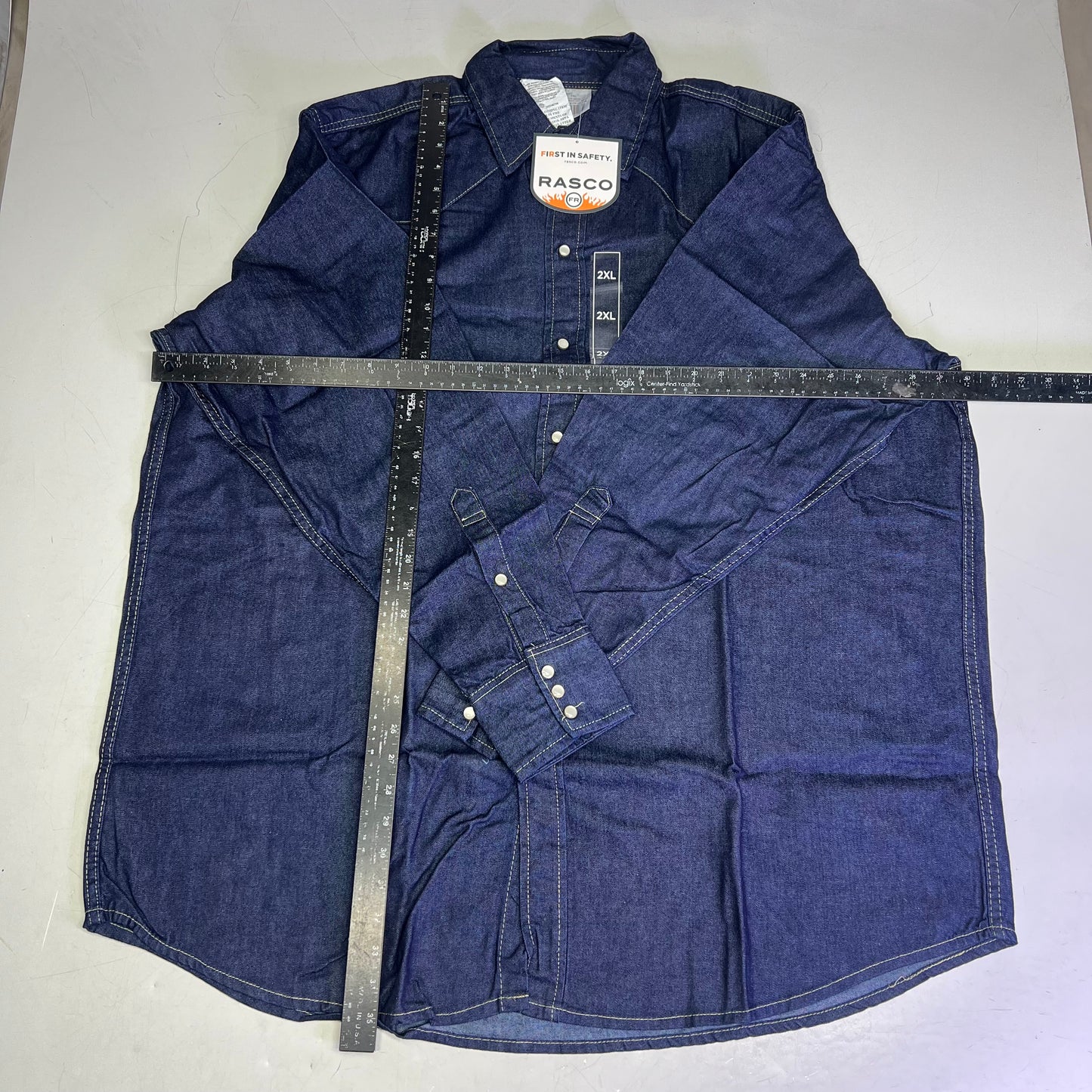 RASCO Flame Resistant Denim Lightweight Work Short Men's Sz 2XL Navy Blue FR1021DN