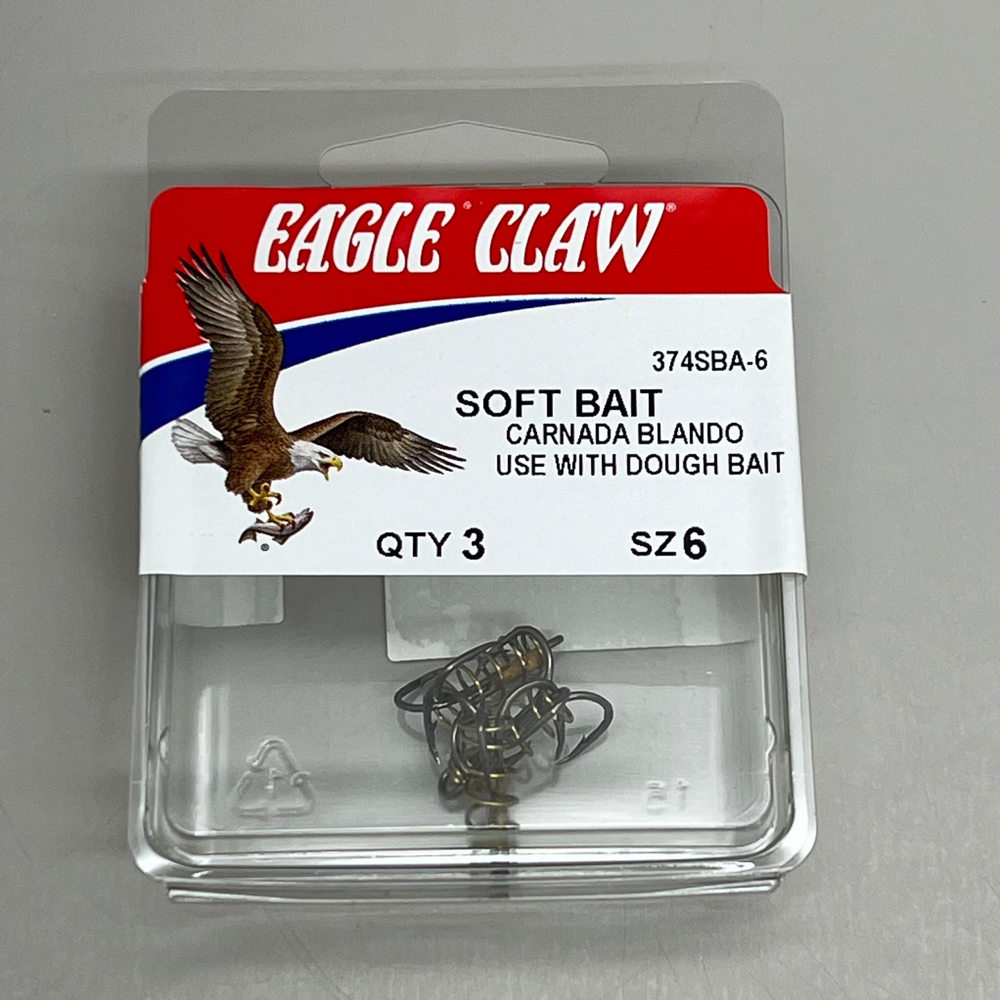 EAGLE CLAW (5 PACK) Soft Bait w/ Spring Treble Hook Bronze/Gold #6 3pc 374SBA-6