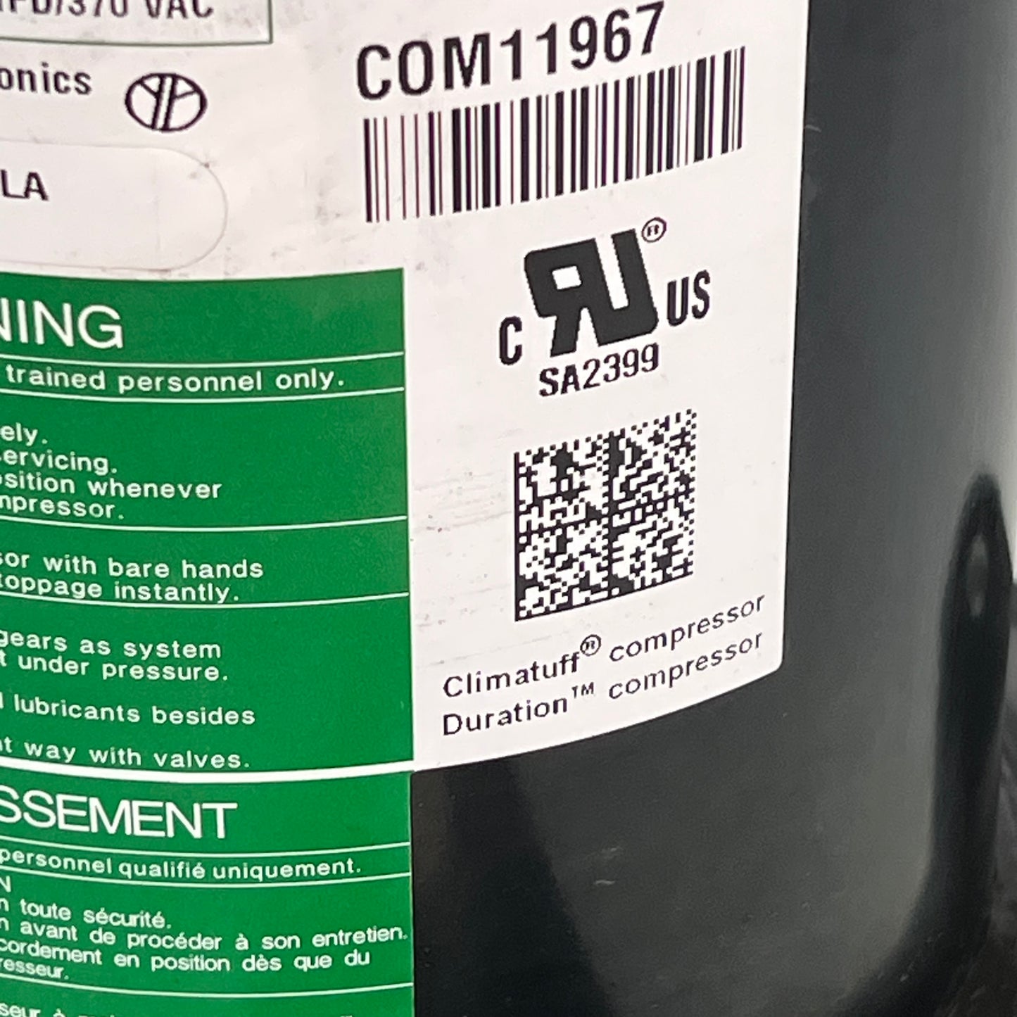 TRANE 2.5 Ton Compressor For Use W/ R410A Refrigerant 230 V COM11967 (As-is)