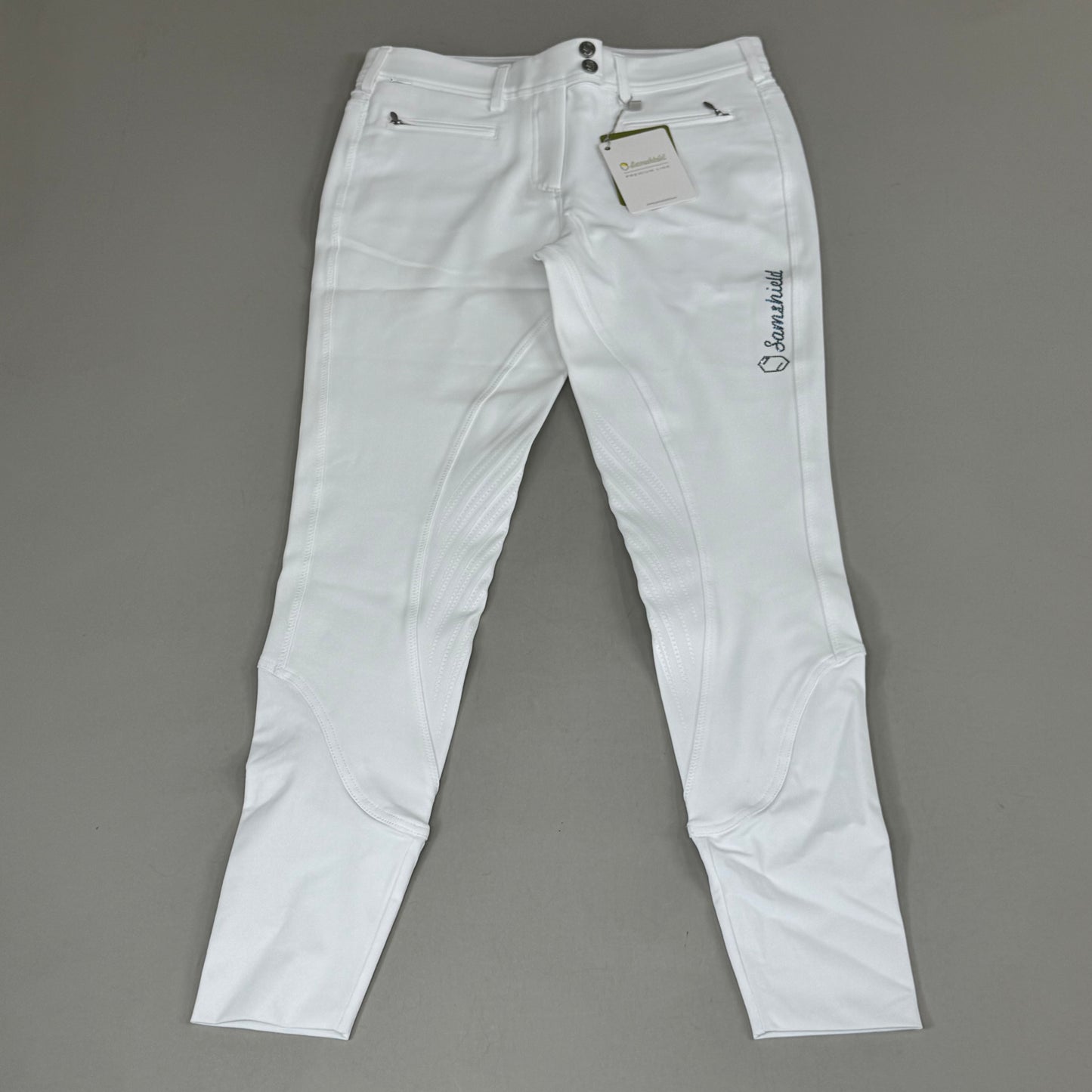 SAMSHIELD Adele Premium Equestrian Pants Women's Sz US 26, UK 8, FR 36 White Cosmic Nights