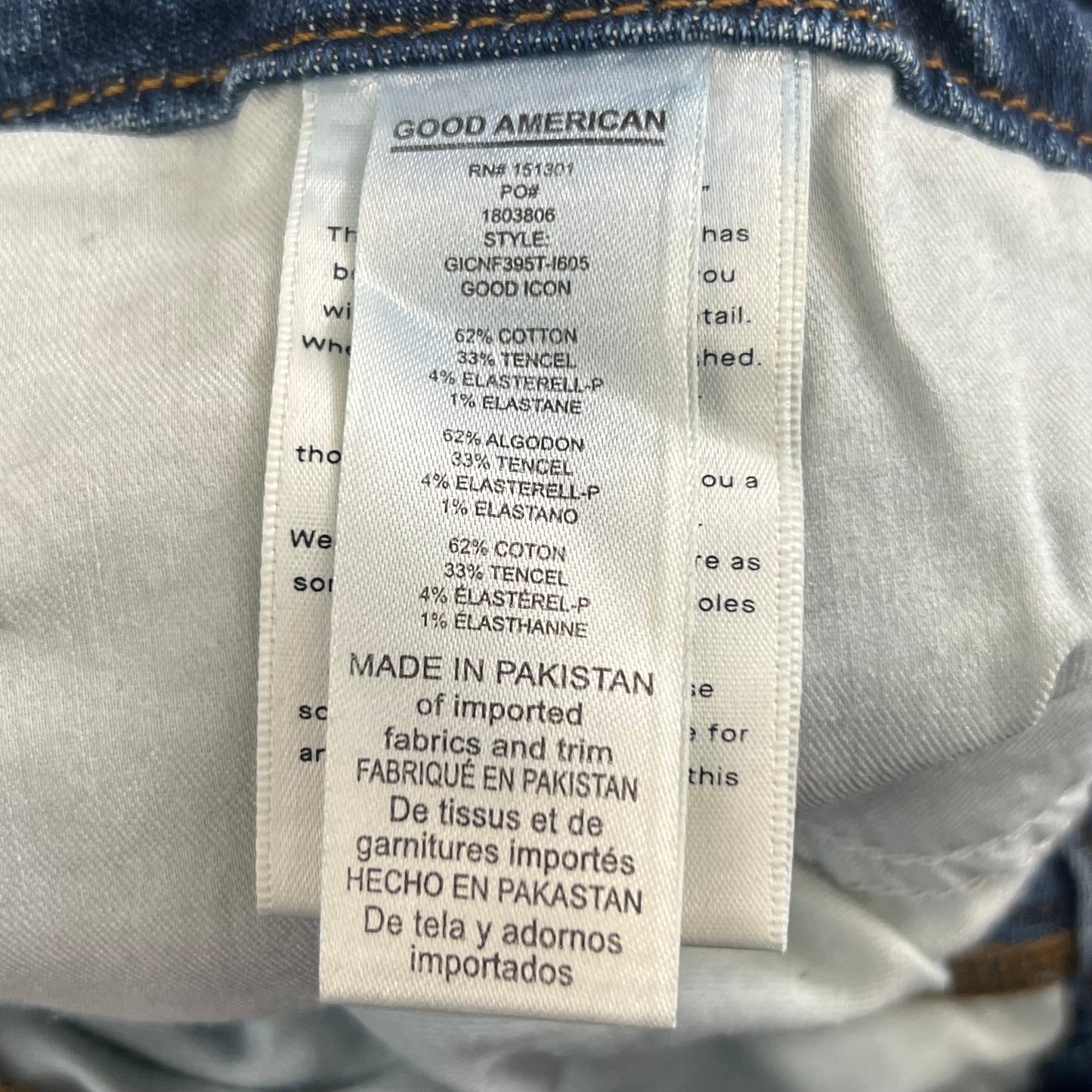 GOOD AMERICAN Good Icon High Rise Straight Leg Jeans Women's Sz 15+ Indigo605 GICNF395T