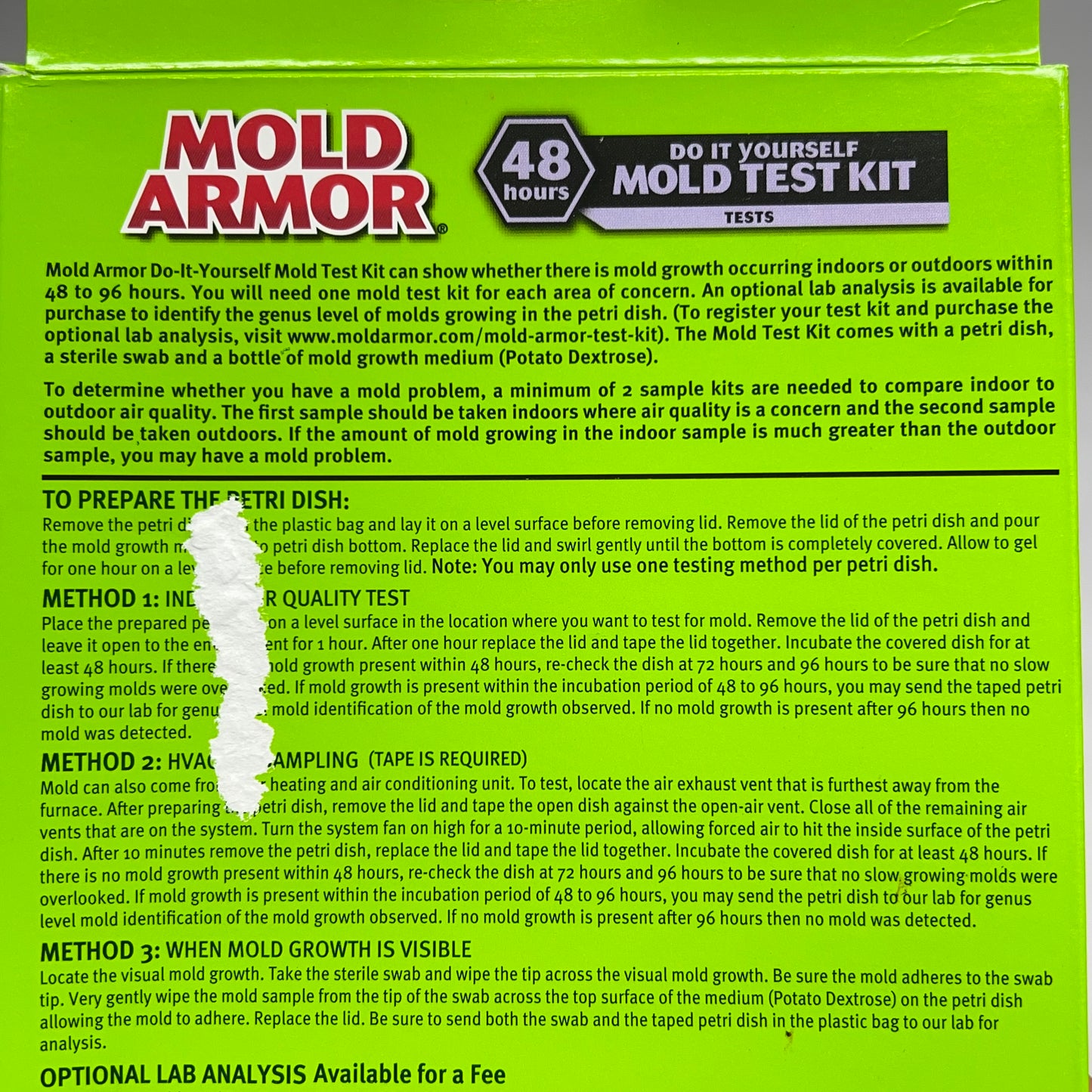 MOLD ARMOR (2 PACK) Do It Yourself Mold Test Kit Results In 24-48 Hrs FG500