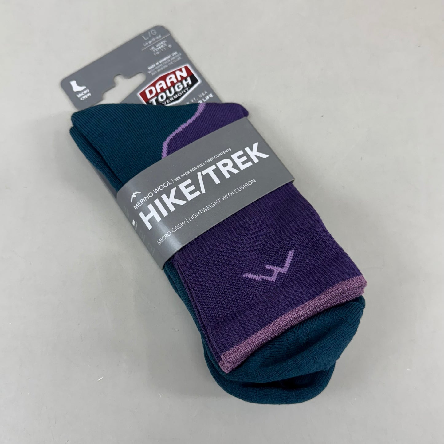DARN TOUGH Hike/Trek Socks Micro Crew Lightweight Women SZ L 10-11.5 Grape Merino Wool