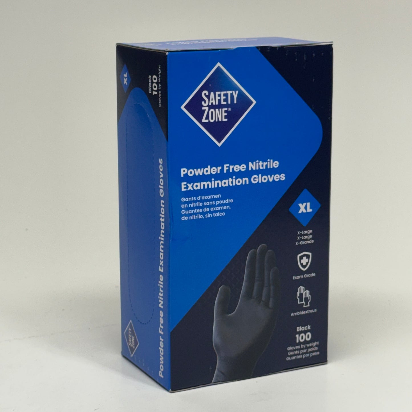 SAFETY ZONE (1000 Gloves) Powder Free Nitrile Examination Gloves Sz XL, Black GNPR-XL-BK