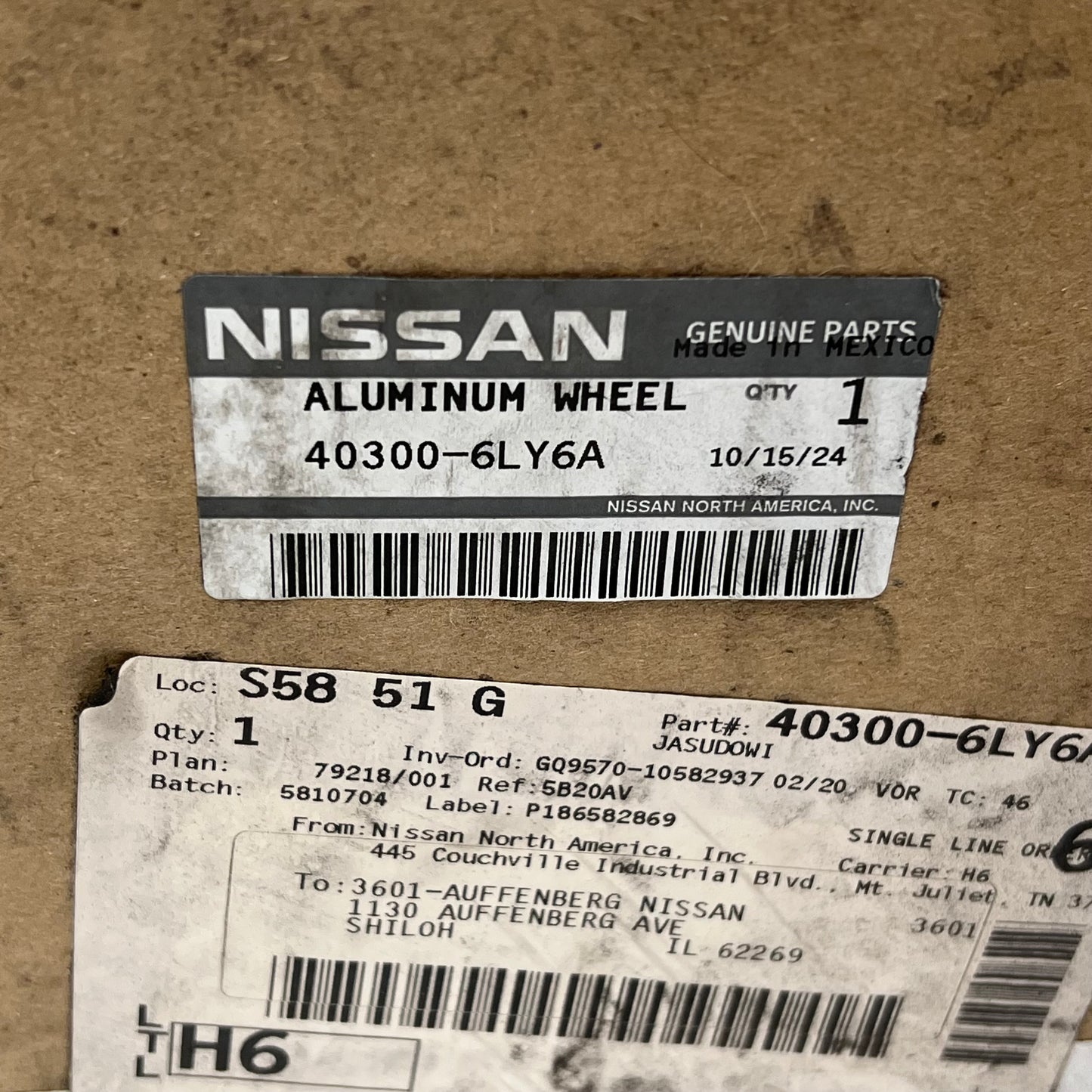 NISSAN Genuine Oem Aluminum Wheel 2024-2025 Nissan Sentra 40300-6LY6A