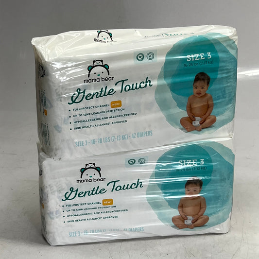 MAMA BEAR 168 Diapers (4 PACK Of 42 Diapers) Diapers Gentle Touch Baby 3 . 16-28 Lbs White (New Other, Distressed Box)