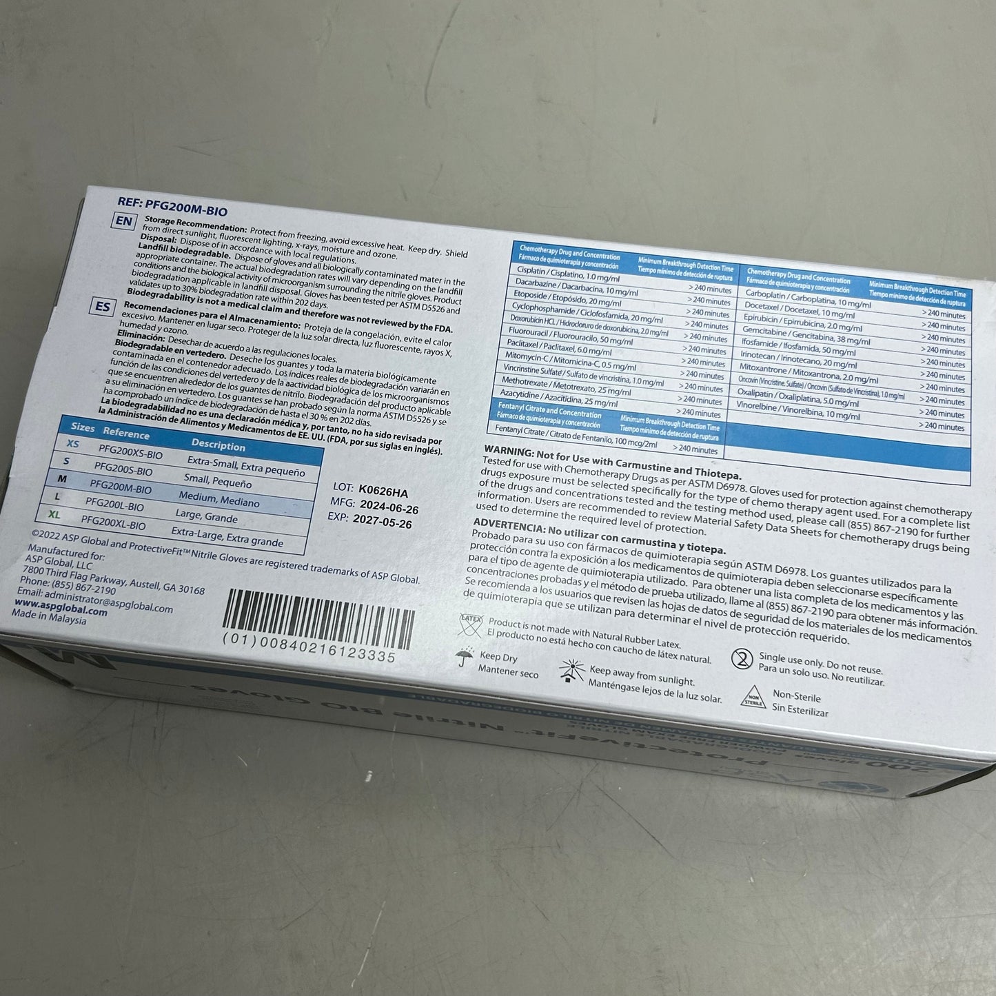 ASP GLOBAL (2 Pack, 200 Each) Protective Fit Nitrile Bio Powder Free Gloves Medium Blue