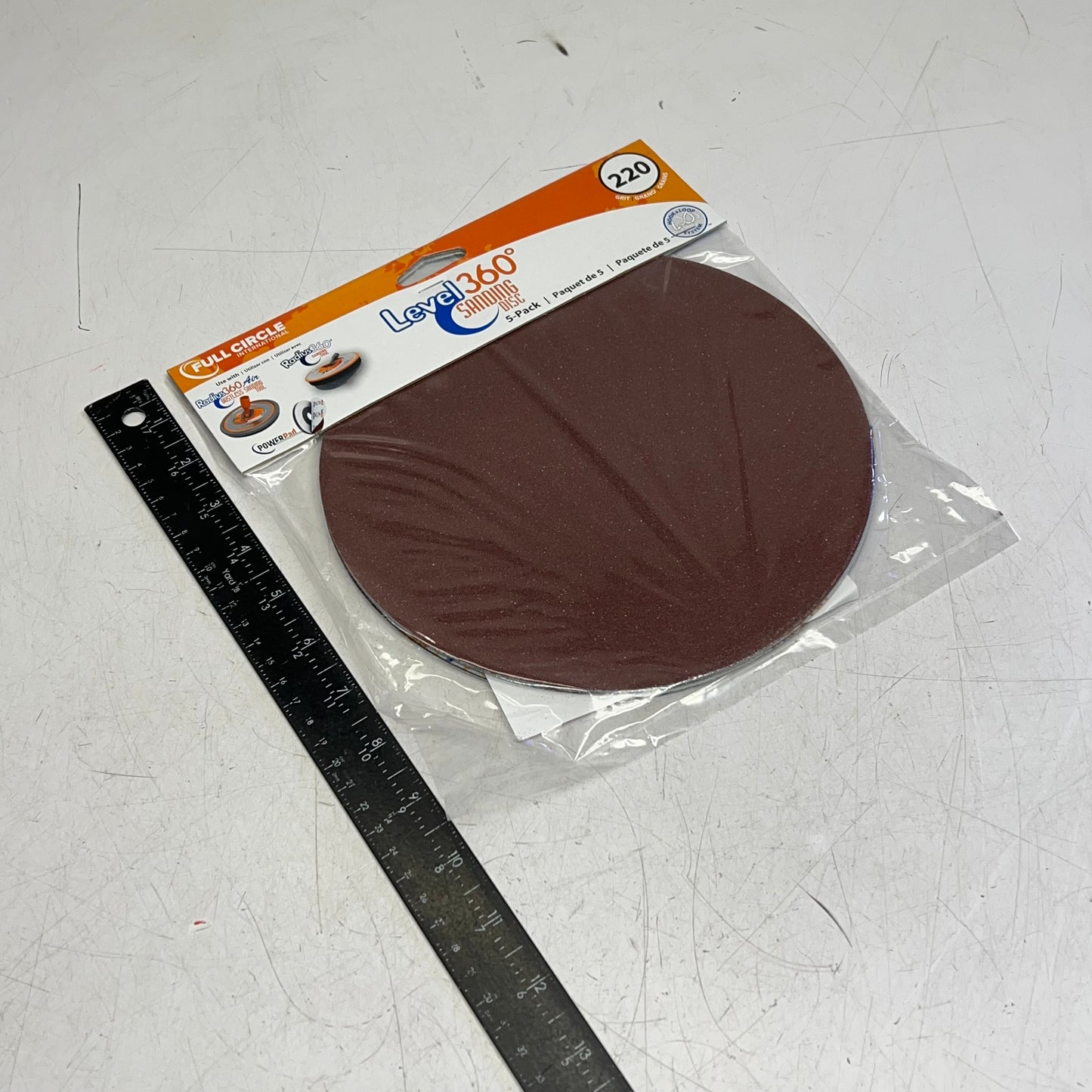 FULL CIRCLE (5 PACK) Level 360 Level Sanding Disc 220 Grit 8.75" SD220