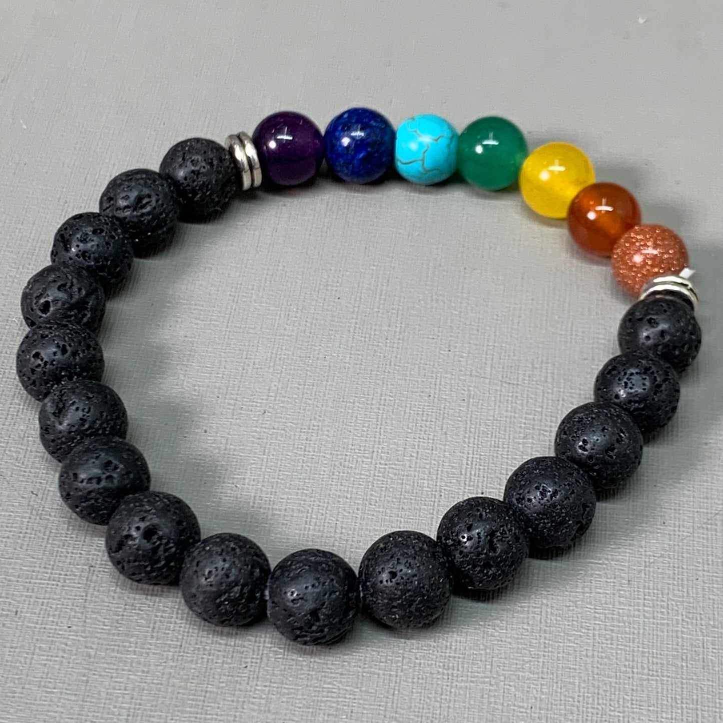 BEST WHOLESALE (12 PACK) Beaded Matte Black-Rainbow Crystal Bracelets 3" New