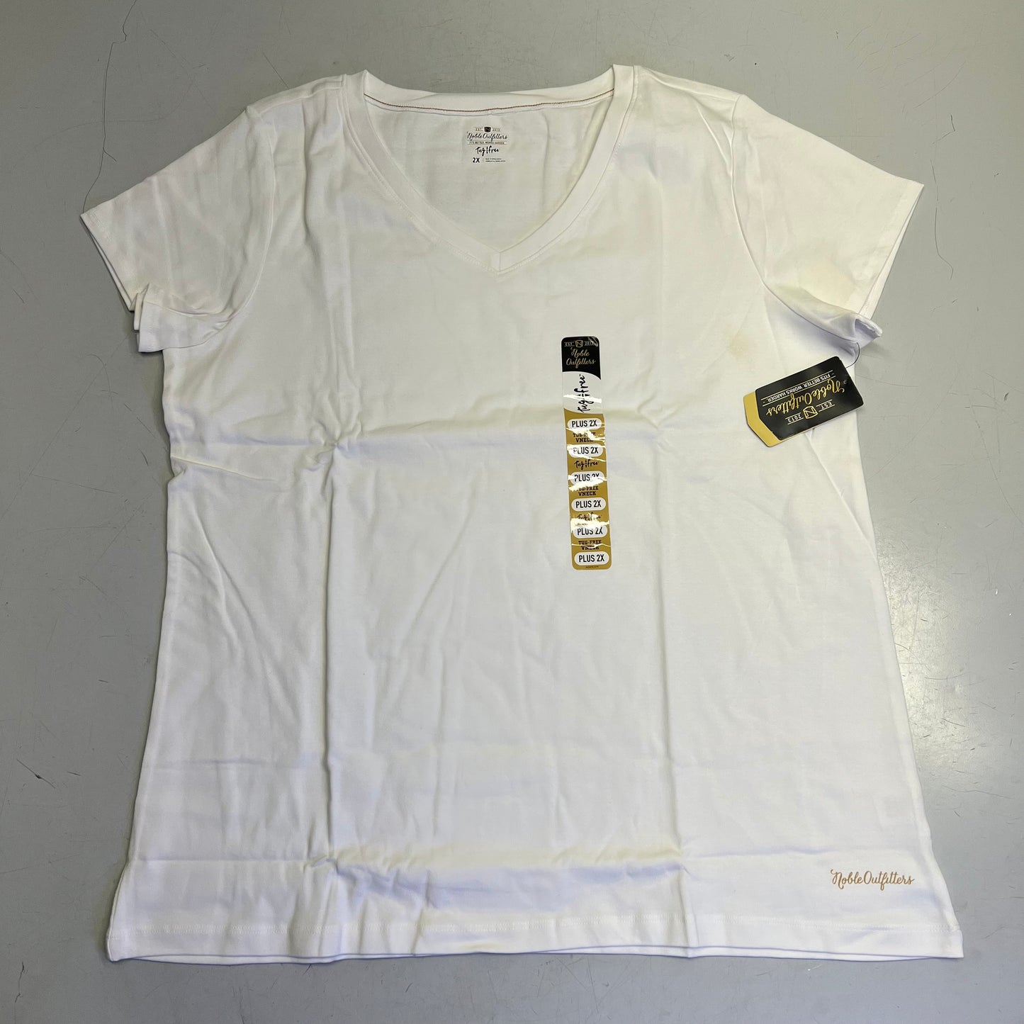 ZA@ NOBLE OUTFITTERS Tug-Free V-Neck Short Sleeve Shirt Women's Sz 2XL White 22528W