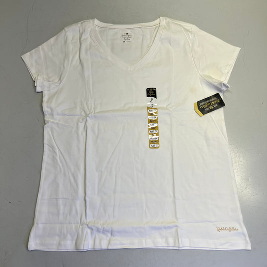 ZA@ NOBLE OUTFITTERS Tug-Free V-Neck Short Sleeve Shirt Women's Sz 2XL White 22528W