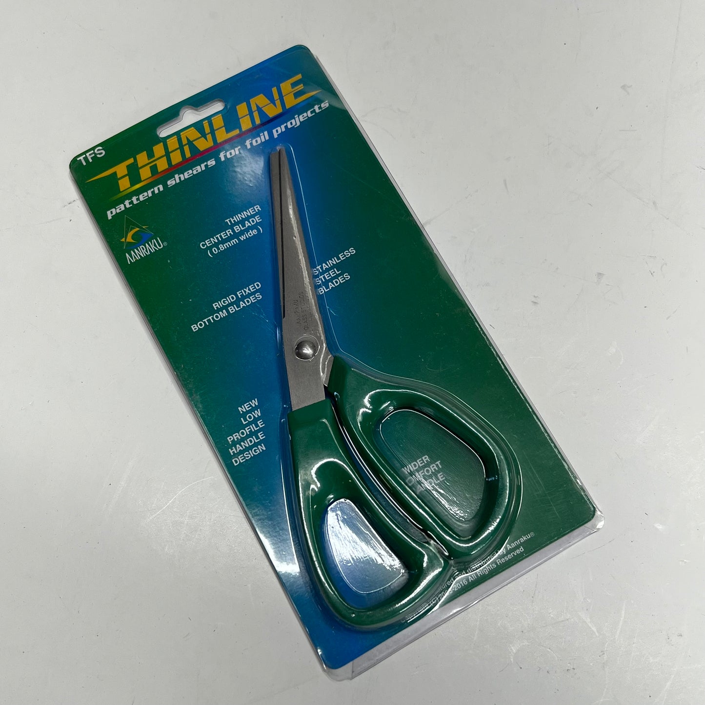AANRAKU Thinline Pattern Shears Alloy Steel Thinner Center Blade Green AANP-TFS
