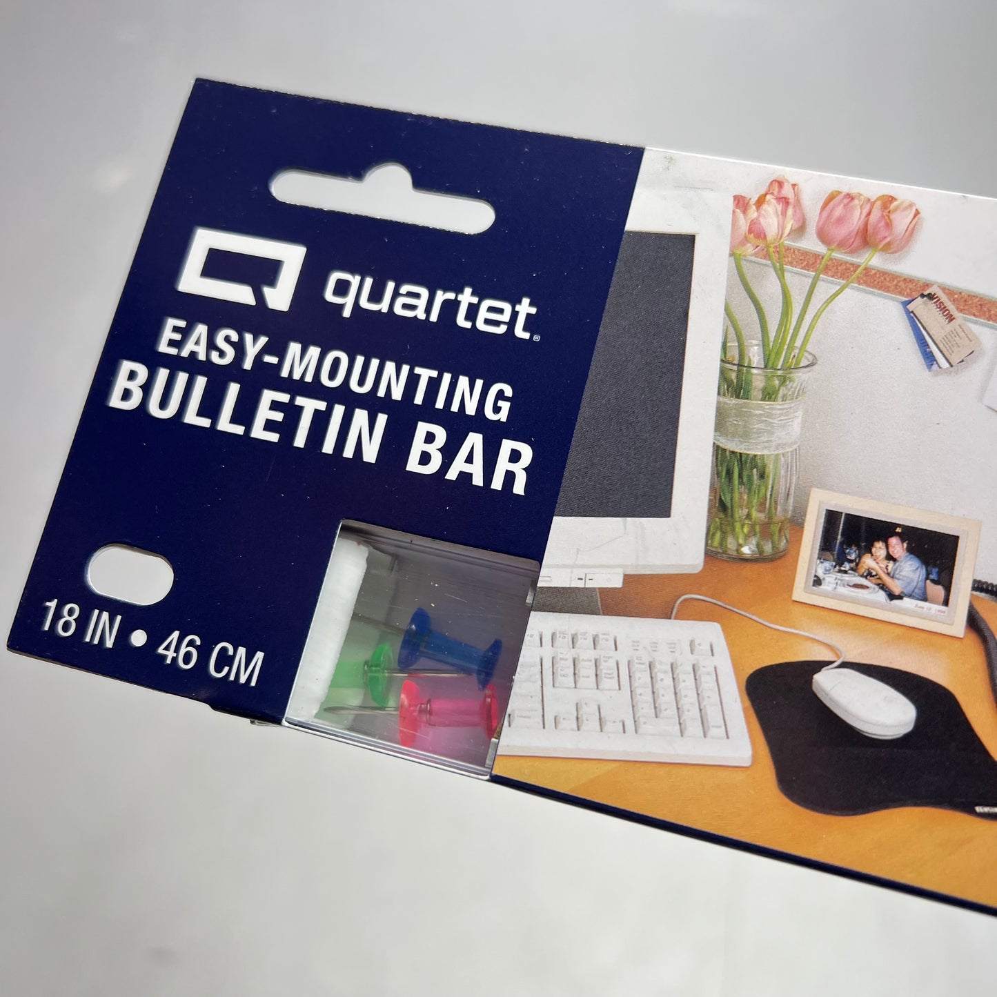 QUARTET (2 PACK) Bulletin Bar Aluminum Frame W/ Pins 18" Silver/Brown 2003