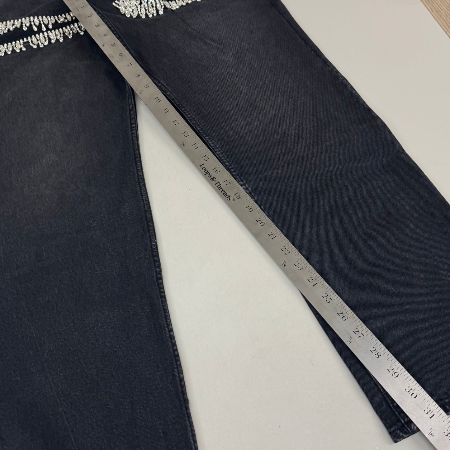 GOOD AMERICAN Good Icon Straight Jeans Women's Sz 12 Black376 GDS150B